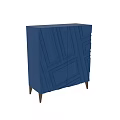 Modern Blue Console Side Cabinet With Geometric Patterns And Wooden Legs 3d model