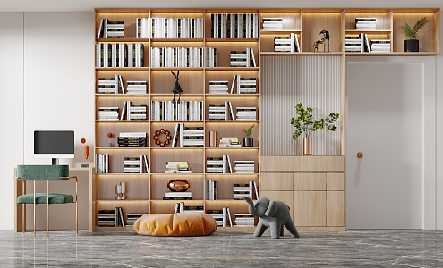 Modern bookcase bookshelf combination 3d model