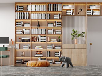 Modern bookcase bookshelf combination 3d model