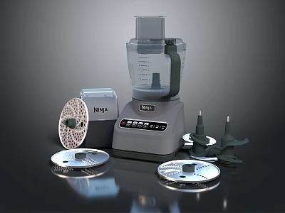 Ninja Food Processor With Multiple Blades Attachments And Lid For Kitchen Use 3d model