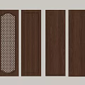 Dark Wooden Door Panels With Carved Patterns Lattice Details And Decorative Edges