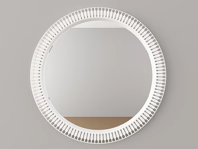 Round White Mirror With Intricate Woven Frame For Modern Interior Decor 3d model