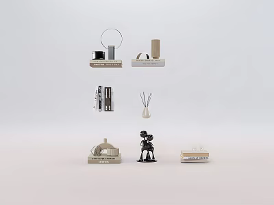 Jewelry Ornaments Books Vase Art Teapot Wooden Rack 3d model