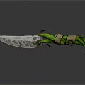 Fantasy Green Dagger With Textured White Blade And Plant Like Leaf Wrapped Hilt