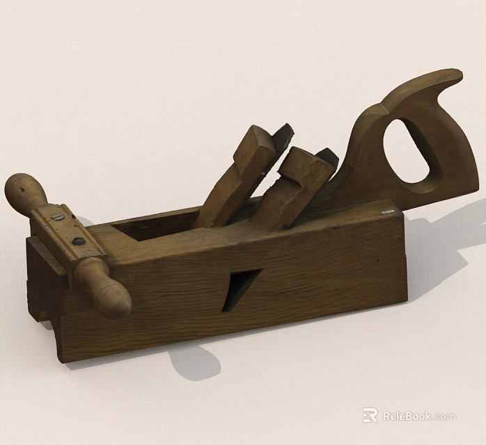Classic Wooden Hand Plane With Adjustable Components And Smooth Wooden Body 3d model 