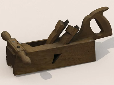 Classic Wooden Hand Plane With Adjustable Components And Smooth Wooden Body 3d model