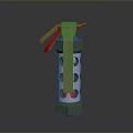 3D Rendered Hand Grenade With Metallic Structure Pull Pin And Red Base Design