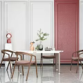 Modern Dining Table and Chair Combination 3d model