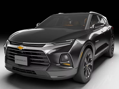 Black Chevrolet Blazer SUV With Modern Front Grille And Alloy Wheels Exterior 3d model