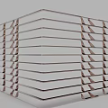 Modern Geometric Architectural Component With Layered Horizontal Strips And Triangular Supports