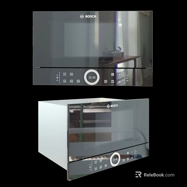 BOSCH Modern Kitchen Microwave Oven With Glass Door And Control Panel 3d model 