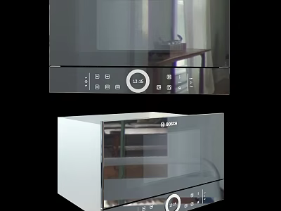 BOSCH Modern Kitchen Microwave Oven With Glass Door And Control Panel 3d model