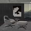 Cozy Living Room With Modern Accent Chair Ottoman And Side Table