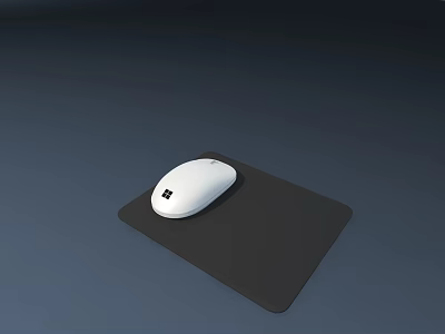 White Wireless Computer Mouse On Black Mouse Pad With Smooth Surface For Work And Gaming 3d model