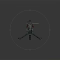 Vintage Military Machine Gun With Green Tripod Stand And Long Barrel
