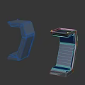 Modern Geometric Display Stands In Light And Dark Blue With Sleek Design And Glossy Finish