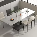 Dining table and chair combination dining chair dining table 3d model