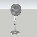 Standing Air Cooler Fan With White Body Blue Blades And Brown Woven Wall