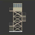 Scenic Watchtower Structure With Staircase Platform And Beige Metal Frame Design