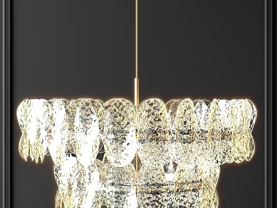 Elegant Modern Crystal Chandelier With Layered Glass Design Golden Frame And Sparkling Light 3d model