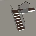Modern Staircase Design With Glass Handrail And Wooden Steps White Structure