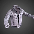 Grey Pad Field Jacket Open 3d model