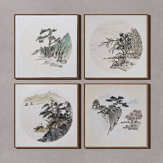 New Chinese Decorative Painting Hanging Painting 3d model