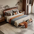 New Chinese Double Bed 3d model