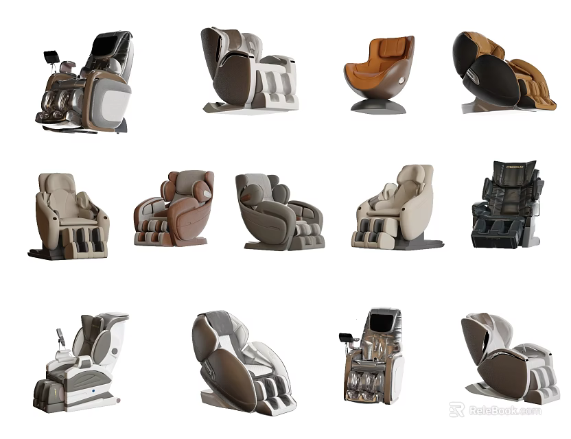 Various Luxury Massage Chair Designs With Ergonomic Features And Comfortable Seats 3d model 