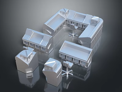3D Scene Components Model With Multiple Building Structures And Various Roof Designs 3d model