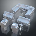 3D Scene Components Model With Multiple Building Structures And Various Roof Designs