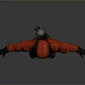 Red Protective Coverall With Full Body Safety Gear Gas Mask And Boots