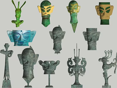 Chinese Sanxingdui Sanxingdui Bronze Mask Cultural Relics 3d model