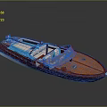 Luxury Red and Blue Yacht with Transparent Windshield and Comfortable Seats