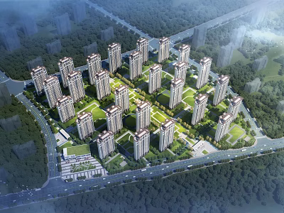 Modern Residential Buildings With Lush Greenery And Well Planned Surrounding Roads 3d model