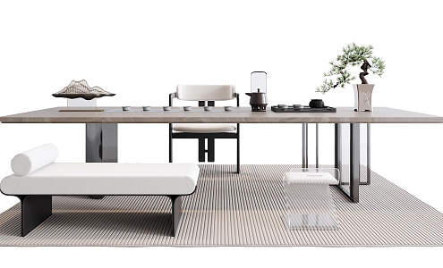 Modern Home Tea Table and Chair 3d model