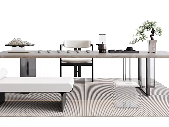 Modern Home Tea Table and Chair 3d model