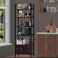 Modern Multilayer Kitchen Storage Shelf With Jars Bowls Coffee Maker Vegetables And Storage Boxes