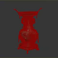Traditional Colorful Vase Shaped Metal Sculpture With Intricate Carvings Dragon Motifs And Enamel Details