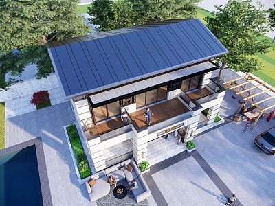 New Chinese-style single-family villa rural self-built house 3d model