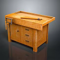Wooden Functional Workbench with Drawers Cabinet and Tool on Top Surface