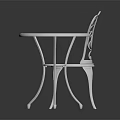 White Ornate Outdoor Furniture Set With Round Table And Carved Chair