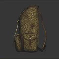 Vintage Leather Backpack With Brown Beige Pattern Multiple Pockets And Metal Buckles 3d model