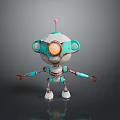 Cartoon Robot Game and Movie Character With Large Orange Eye Green Ears Red Arms