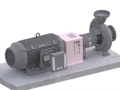 Industrial Grade Heavy Duty Motor Pump With Gray Motor Pink Control Box And Stable Base 3d model