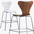Modern White and Wooden Bar Stools With Sleek Metal Legs in Contemporary Style