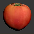 Fresh Ripe Glossy Red Tomato With Green Stem On Gray Background