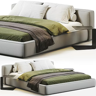 Double Bed Fabric Double Bed Poliform 3d model
