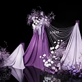 Elegant Wedding Decoration With Purple Drapery White Flowers And LOVE Lettering