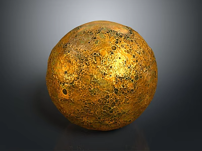 Shiny Golden Decorative Sphere With Intricate Textured Surface And Artistic Design 3d model